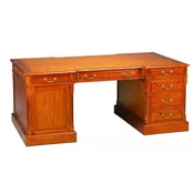Casa Padrino luxury desk light brown/wood top 190 x 105 x H. 79 cm - solid wood antique style secretary with 6 drawers