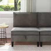 vidaXL Srednja sofa s shrambo Temno siva Žamet