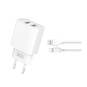 XO Polnilec za telefon CE02 2xUSB bel + USB-C kabel