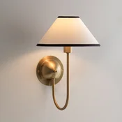 Globen Lighting stenska svetilka IRIS, krem barve, višina 32 cm - Dnevna soba/jedilnica - Skandinavski - krem, brušena medenina - Tkanine/tekstil