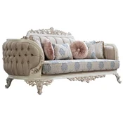 Casa Padrino luxury baroque sofa multicolored/cream white/copper - Baroque style living room sofa with elegant pattern - Luxury living room furniture in baroque style - Baroque furniture