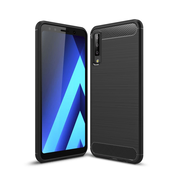 TPU gel ovitek/etui/ovitek Brushed Carbon za Samsung Galaxy A7 2018-črn