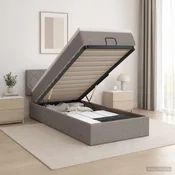 vidaXL Postelja s sklopko in vzmetnico Taupe 90 x 200 cm Blago
