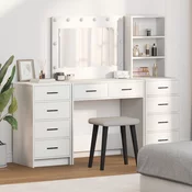 Toaletni stol s ladicama 3 pcs Bijelo Konstruirano drvo