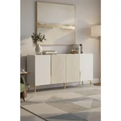 Hanah Home komoda Poli 150, 150 cm, bela / travertin / zlatna
