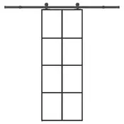 Vidaxl vidaXL Drsna vrata z okovjem, ESG steklo in aluminij, 76x205 cm