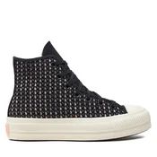 Modne superge Converse Chuck Taylor All Star Lift Platform Crochet A09829C Črna