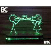 Black Cut 3D Lampa Nazovi me Zelena