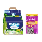 8 /18 l Catsan pijesak + Whiskas grickalice za macke gratis! - 8 l Natural + 60 g Whiskas hrskavi jastucici s piletinom i sirom