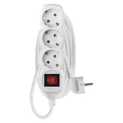 Podaljšek 3 m/3 vtičnice/s stikalom/beli/PVC/1,5 mm2