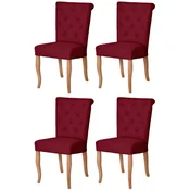 Casa Padrino Chesterfield Neo Baroque dining room chair set of 4 bordeaux red/natural - Kitchen chairs set - Chesterfield dining room furniture - Neo baroque dining room furniture