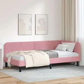 Kutni okvir kreveta Ružicasta 90 x 190 cm Baršun