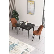 Hanah Home trpezarijski set Nil, sto i 2 stolice, ploca u dekoru crnog mermera, terakota tkanina Babyface