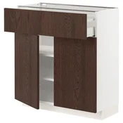METOD / MAXIMERA Podni element s fiokom/2 vrata, bela/Sinarp smeda, 80x37 cm