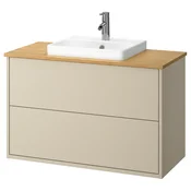 HAVBÄCK/ORRSJÖN Umival omar+predali/umivalnik/armat, bež/bambus, 102x49x71 cm