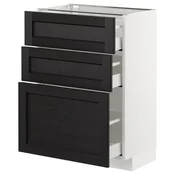 METOD / MAXIMERA Podni ormaric s 3 fioke, bela/Lerhyttan crno bajcovano, 60x37 cm