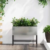 Povišeni Vrtni Planter Srebrno 60 x 26 x 45 cm Cinkani celik