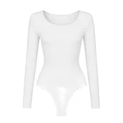 cfab Oblikovanje postave Longsleeve Bodysuit Sculpting Shapewear with String bela