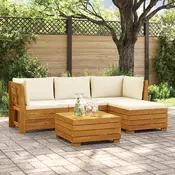 Set vanjskih sofa s jastukom 5 Komad Smeda Cvrsto drvo akacije