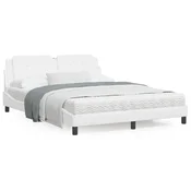 shumee vidaXL Posteljni okvir LED bel 160x200 cm umetno usnje
