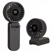 Mini ročni ventilator Techsuit A10 z LED prikazovalnikom, USB-C polnjenjem, 100 hitrostmi, 5400RPM - črn