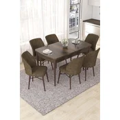 Hanah Home Set Trpezarijski sto i 6 stolica Nef, Braon