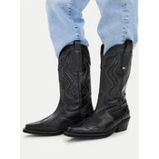 Tommy Jeans Kavbojski škornji Archive Cowboy Boot Leather EN0EN03046 Črna