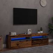 2-dijelni TV ormaric s LED svjetlima od starog drveta