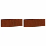 Vidaxl Stensko cvetlično korito 2 kosa rjasto corten jeklo 53x10x17 cm