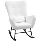 HOMCOM HOMCOM zibajoči stol medvedja tkanina 91D x 71Š x 97V cm Bela, (5000242862)