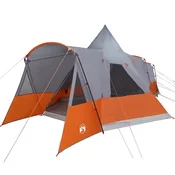 Vidaxl Teepee šotor za 8 oseb Siva in oranžna 720 x 465 x 295 cm