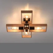 JUST LIGHT. GmbH Okvirna stropna svetilka iz lesa, štiri luči - Dnevna soba/jedilnica - rjava, črna