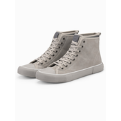 Ombre Mens high boots sneakers with decorative trim - ash