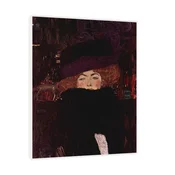 Canvas Slika na platnu Dame mit Hut und Federboa, Gustav Klimt, Sa ramom, 60 x 75 cm, Beli