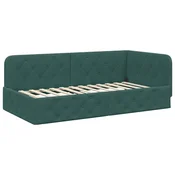Vidaxl Kotna postelja Temno zelena 100 x 200 cm Žamet