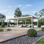 Bioklimatska pergola Antares — Samostoječa/4 x 8/Ivory krem/Električni motor in LED luči