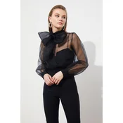 Trendyol Ženska bluza sa mašnom, Crna