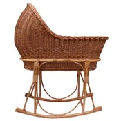 Casa Padrino Luxury Rocking Baby Bed Brown/Natural 90 x 50 x H. 65 cm - Handmade Rattan Baby Rocking Bed - Rattan Furniture - Baby Furniture - Luxury Furniture