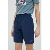 Kratke outdoor hlače CMP za žene, boja: tamno plava, glatki materijal, srednje visoki struk