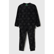 Otroška pižama United Colors of Benetton črna barva