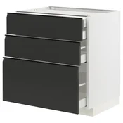 METOD/MAXIMERA Podstav omr 3lč/2nzk/1sre/1vsk prd, bela/Upplöv mat antracitna, 80x60 cm