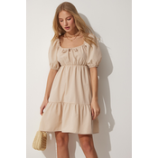 Happiness Istanbul Pleated Collar Flare Poplin Dress