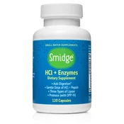 Smidge HCl + Enzymes, prebavni encimi, 120 rastlinskih kapsul