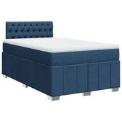 Vidaxl Box spring postelja z vzmetnico modra 120x190 cm blago