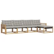 Set vanjskih sofa s jastukom 5 pcs Bijela i svjetlosiva