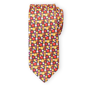 Moška kravata z rdeče-oranžnim cvetličnim vzorcem 16807
