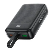 Power bank Acefast M14 20000 mAh s hitrim polnjenjem PD 22.5W, USB-C in USB-A priključkoma ter vgrajenim USB-C kablom - črn