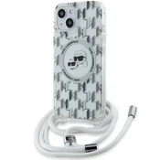 Karl Lagerfeld Etui Karl Lagerfeld IML Crossbody Monogram Karl & Choupette Head MagSafe za iPhone 15/14/13 - prosojno