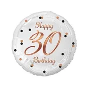 shumee Folija balon za 30. rojstni dan, bel, potisk rožnato zlate barve, 18