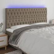 Vidaxl LED posteljno vzglavje taupe 180x7x118/128 cm blago